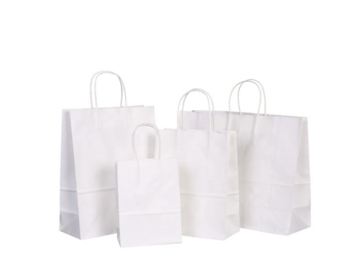 Χάρτινη Τσάντα Λευκή με Στριφτό Χερούλι (25 τμχ)